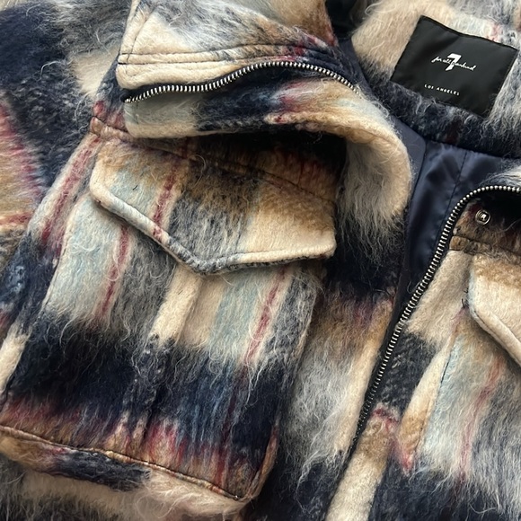 7 For All Mankind Plaid Jacket - Black, Cream, Tan - Picture 3 of 5